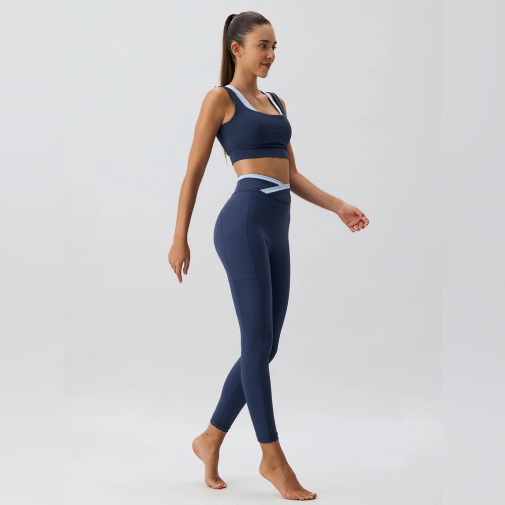 Berlook Activewear Navy Natural Waisted Leggings 25" - Picture 4 of 7
